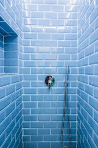 Blue bathroom tiles
