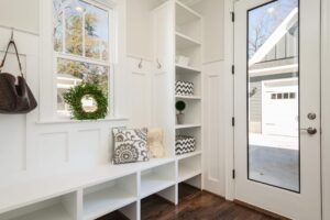 Shelves in your mudroom are a great way to stay clean and organized!